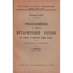 Prolégomènes à toute métaphysique future