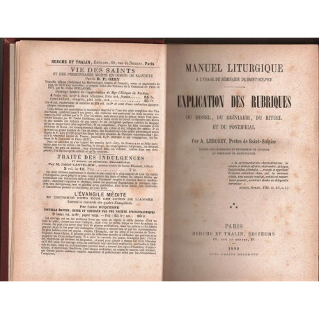 Manuel liturgique - Explication des rubriques du missel du...