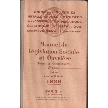 Manuel de législation sociale et ouvrière