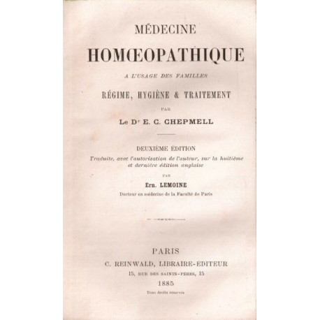 Médecine homoeopathique à l'usage des familles régime hygiène et...