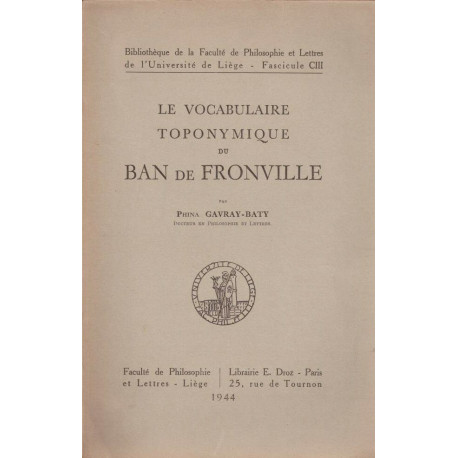 Le vocabulaire toponymique du Ban de Fronville