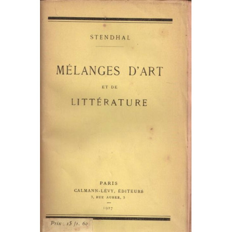 Mélanges d'art et de littérature