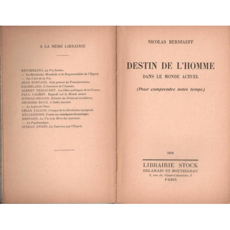 Destin de l'Homme dans le monde actuel