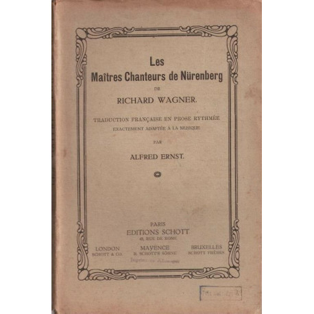 Les maitres chanteurs de Nurenberg de Richard Wagner. Traduction...