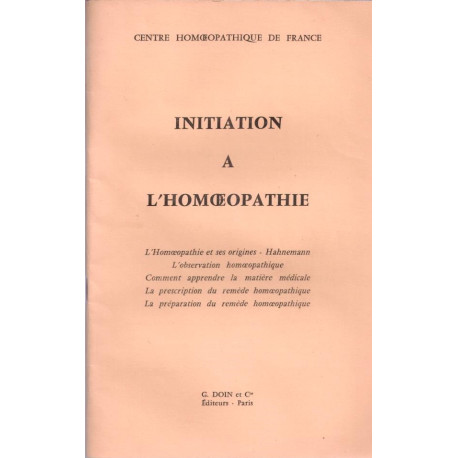 Initiation à l'homoeopathie